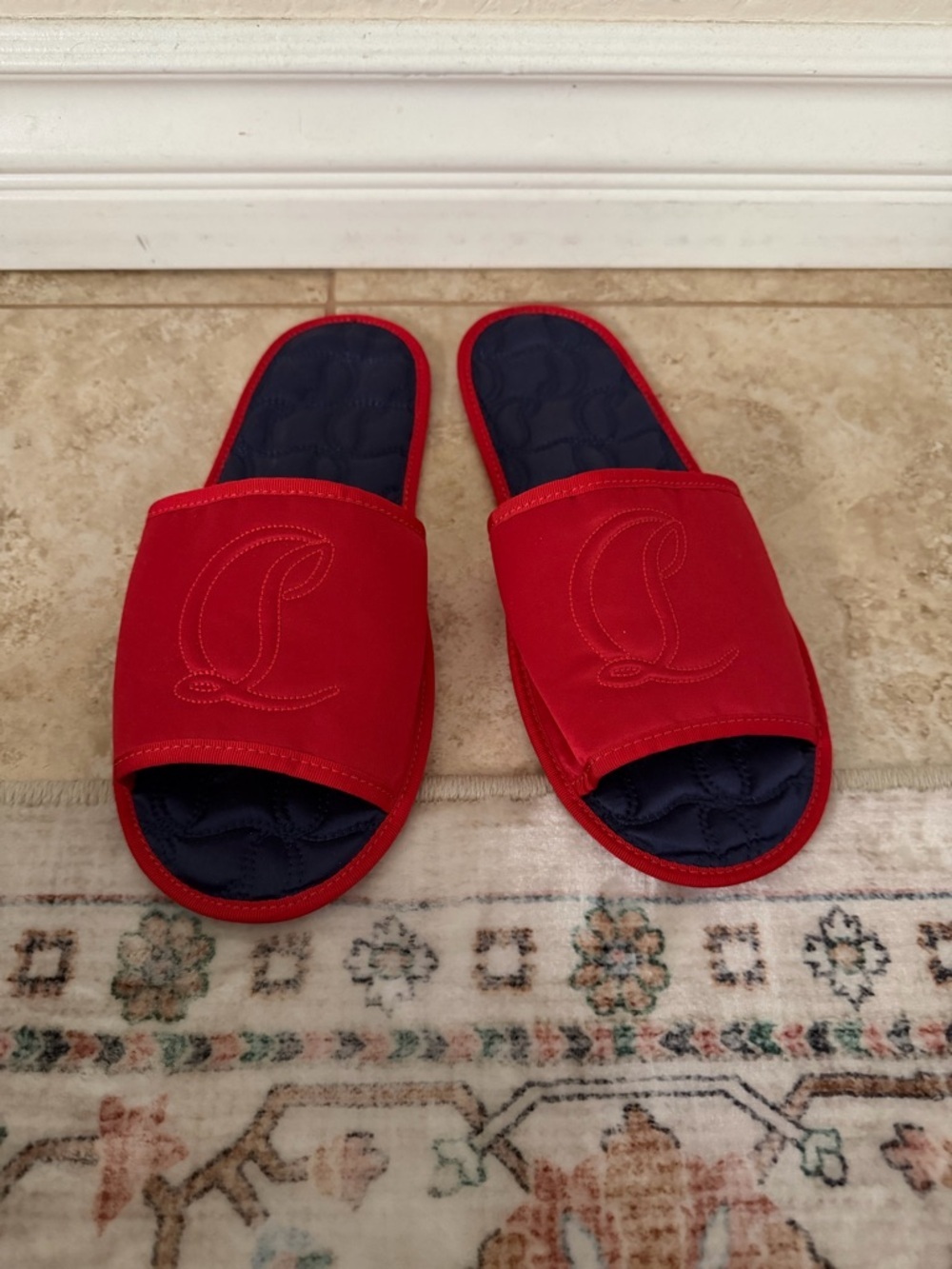 Authentic Christian Louboutin Silk Slide Slippers - Picture 2 of 9
